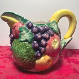 Vintage Takahashi San Francisco Fruit Pitcher Hand Painted Ceramic 32oz Jug